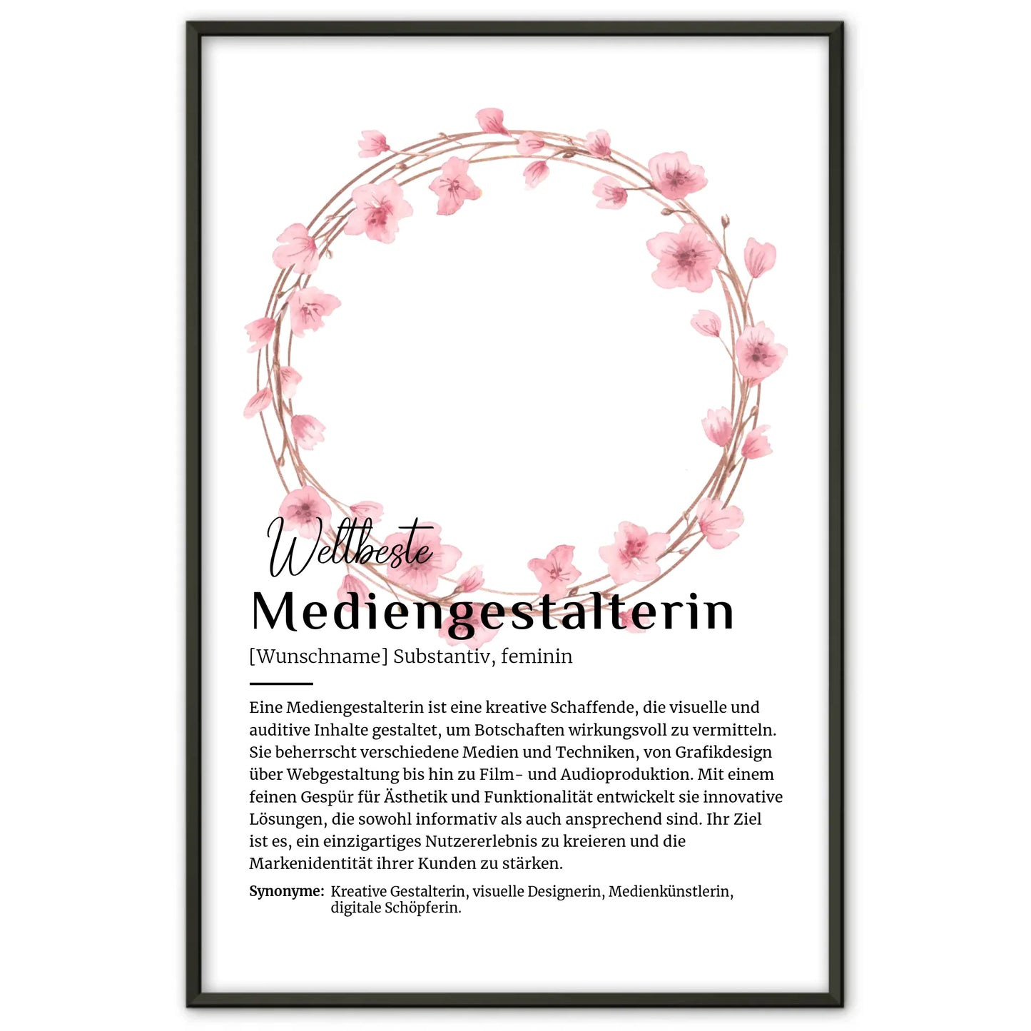 Personalisiertes Poster Definition Mediengestalterin mit Namen Geschenk