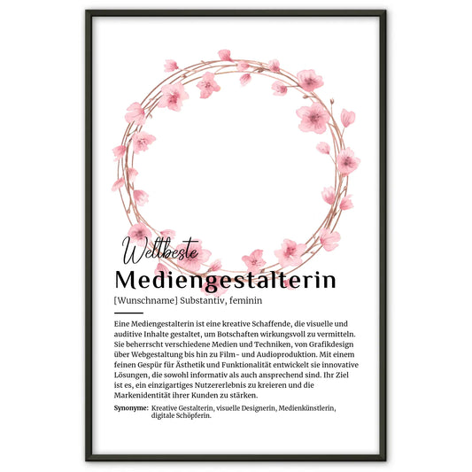 Personalisiertes Poster Definition Mediengestalterin mit Namen Geschenk