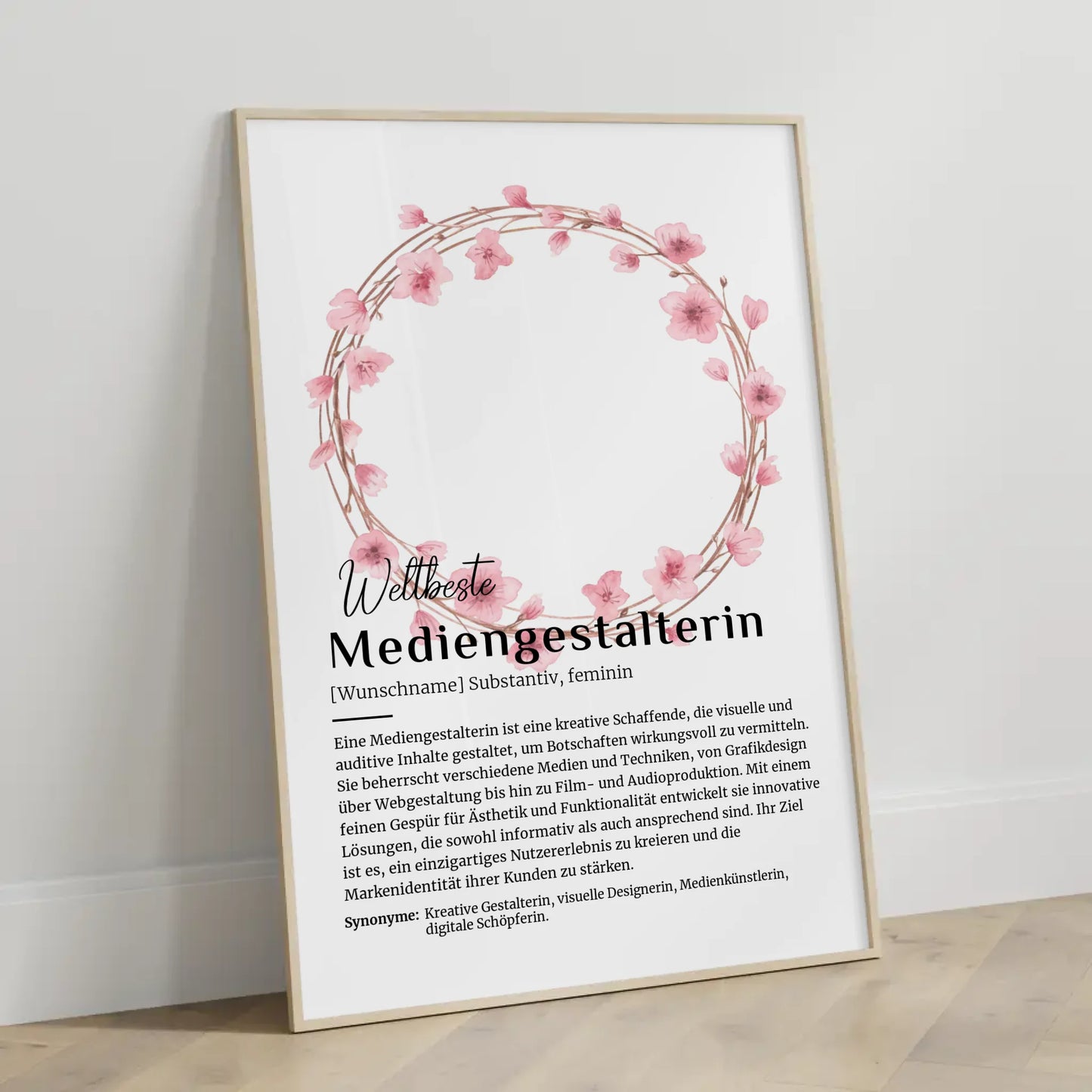Personalisiertes Poster Definition Mediengestalterin mit Namen Geschenk