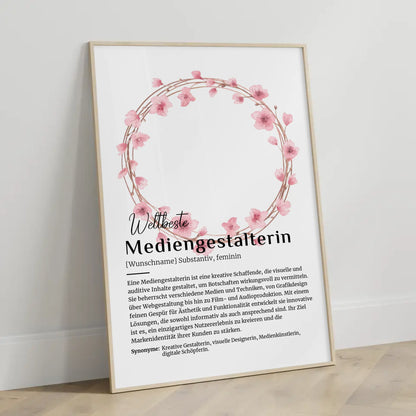 Personalisiertes Poster Definition Mediengestalterin mit Namen Geschenk