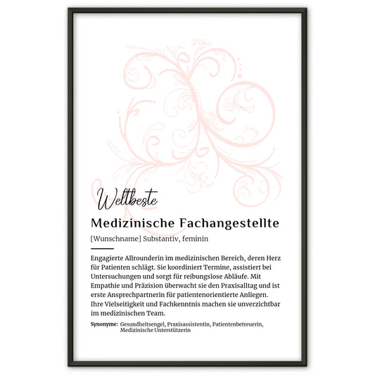 Personalisierte Poster Definition Medizinische Fachangestellte mit Namen Geschenk