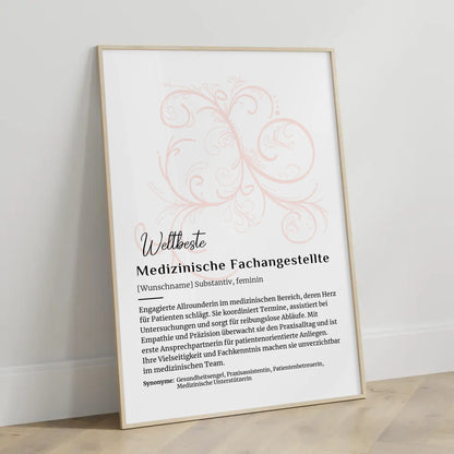Personalisierte Poster Definition Medizinische Fachangestellte mit Namen Geschenk