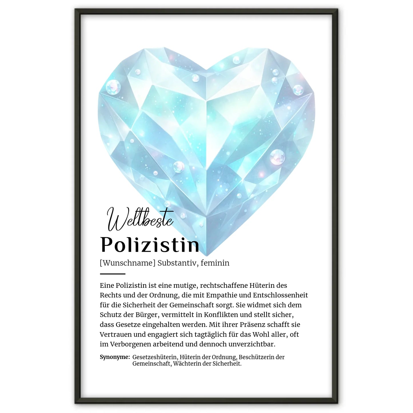 Personalisierte Poster Definition Polizistin mit Namen Geschenk