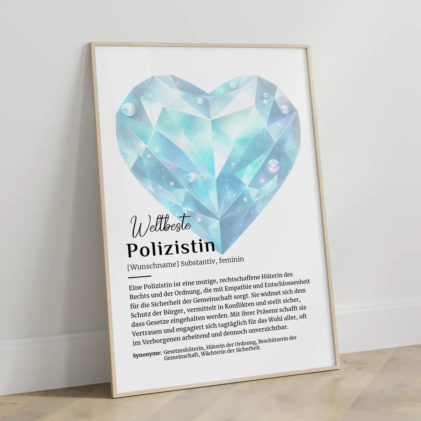 Personalisierte Poster Definition Polizistin mit Namen Geschenk