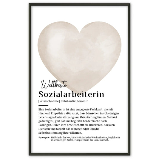 Poster Definition Sozialarbeiterin mit Namen Geschenk Ideen