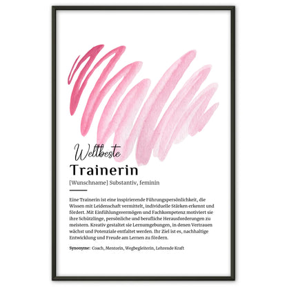 Personalisierte Poster Definition Trainerin mit Namen Geschenk
