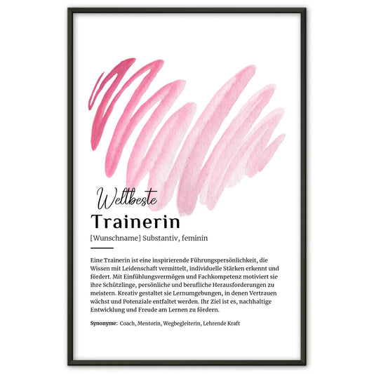 Personalisierte Poster Definition Trainerin mit Namen Geschenk