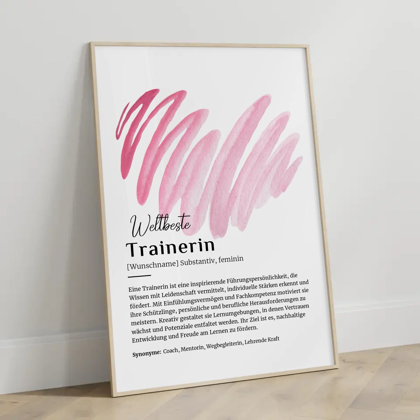 Personalisierte Poster Definition Trainerin mit Namen Geschenk