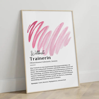 Personalisierte Poster Definition Trainerin mit Namen Geschenk