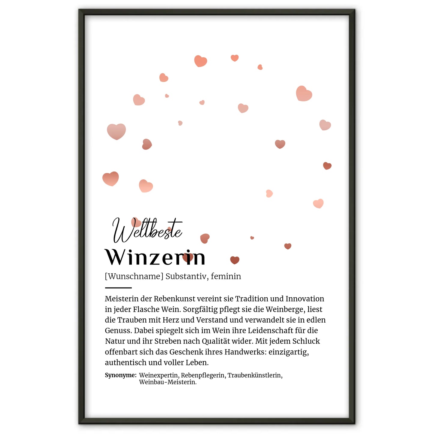 Personalisierbares Poster Definition Winzerin mit Namen
