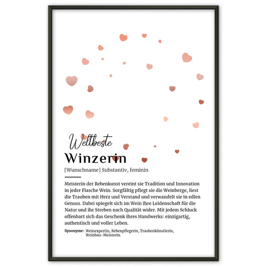 Personalisierbares Poster Definition Winzerin mit Namen