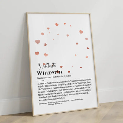 Personalisierbares Poster Definition Winzerin mit Namen
