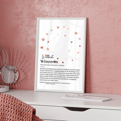 Personalisierbares Poster Definition Winzerin mit Namen