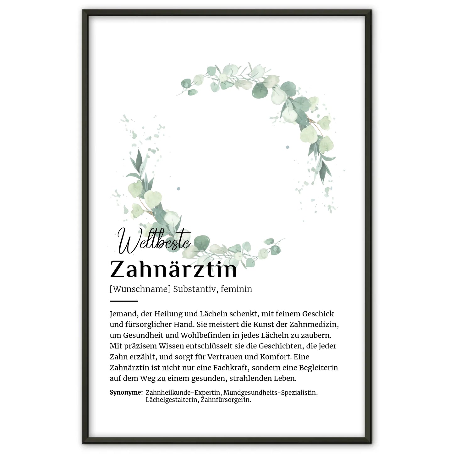 Poster Definition Zahnärztin mit Namen Geschenk personalisiert