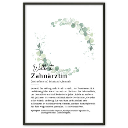 Poster Definition Zahnärztin mit Namen Geschenk personalisiert