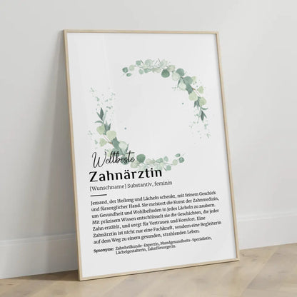 Poster Definition Zahnärztin mit Namen Geschenk personalisiert