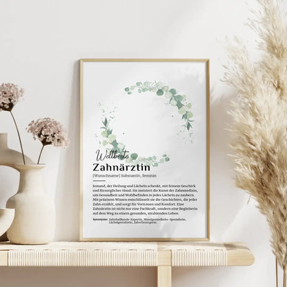 Poster Definition Zahnärztin mit Namen Geschenk personalisiert