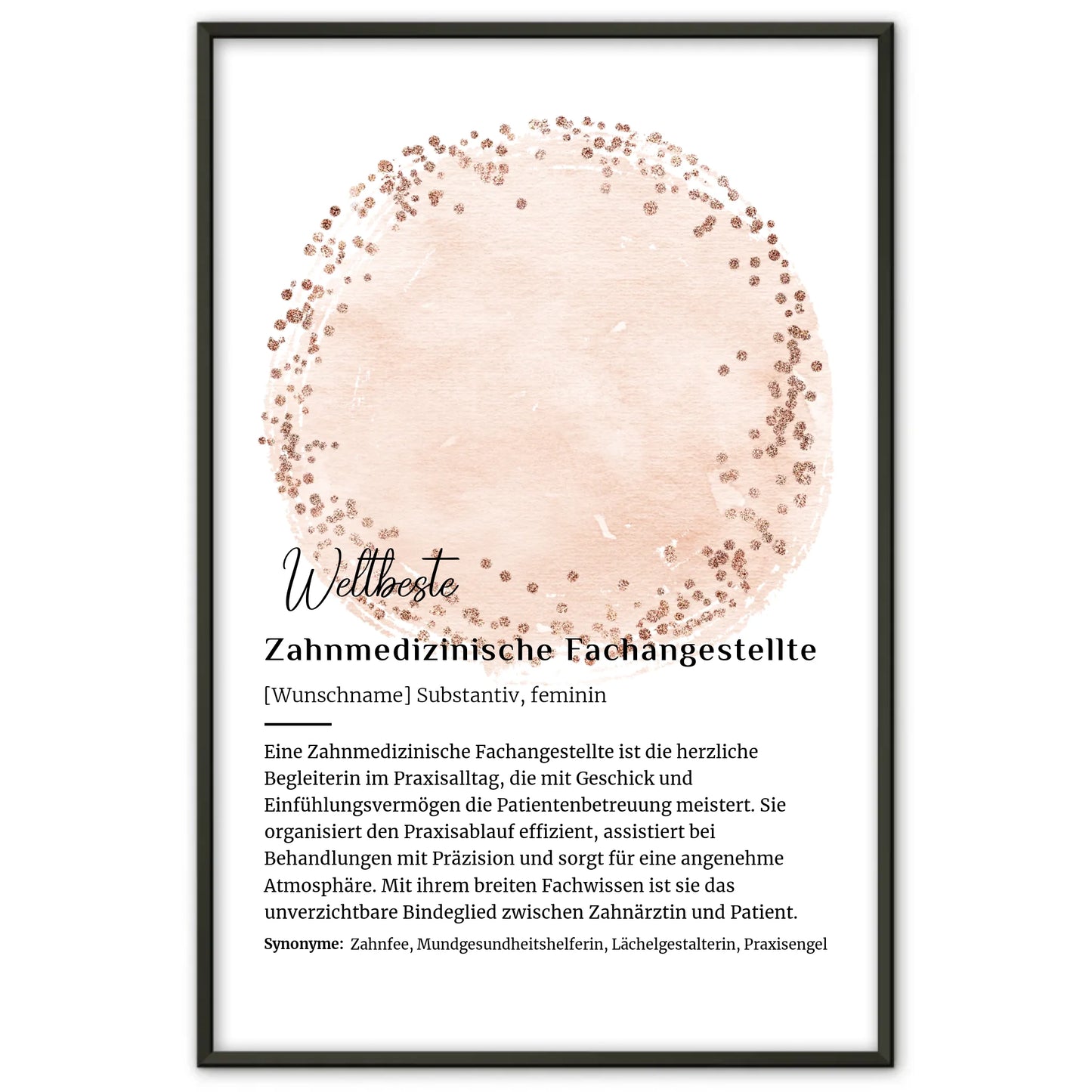 Personalisierte Poster Definition Zahnmedizinische Fachangestellte mit Namen Geschenk