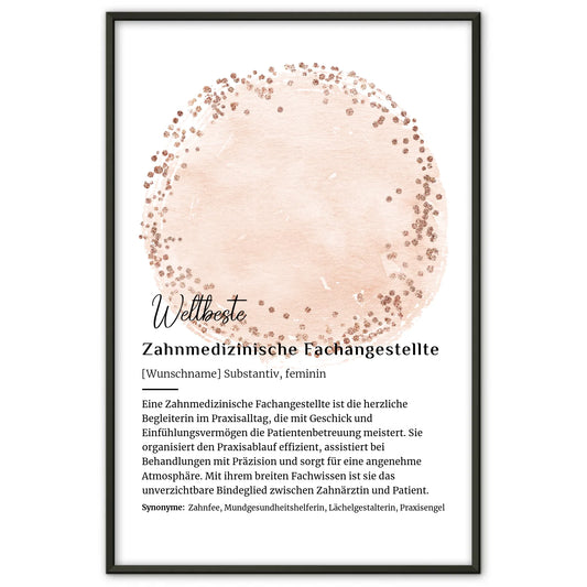 Personalisierte Poster Definition Zahnmedizinische Fachangestellte mit Namen Geschenk