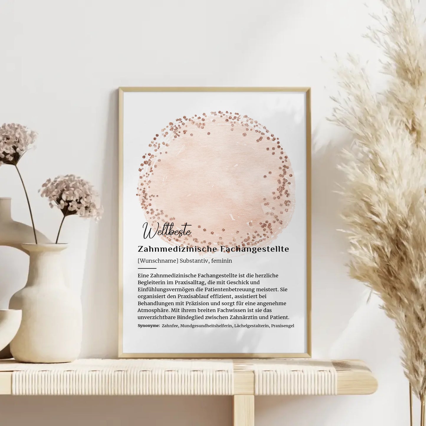 Personalisierte Poster Definition Zahnmedizinische Fachangestellte mit Namen Geschenk