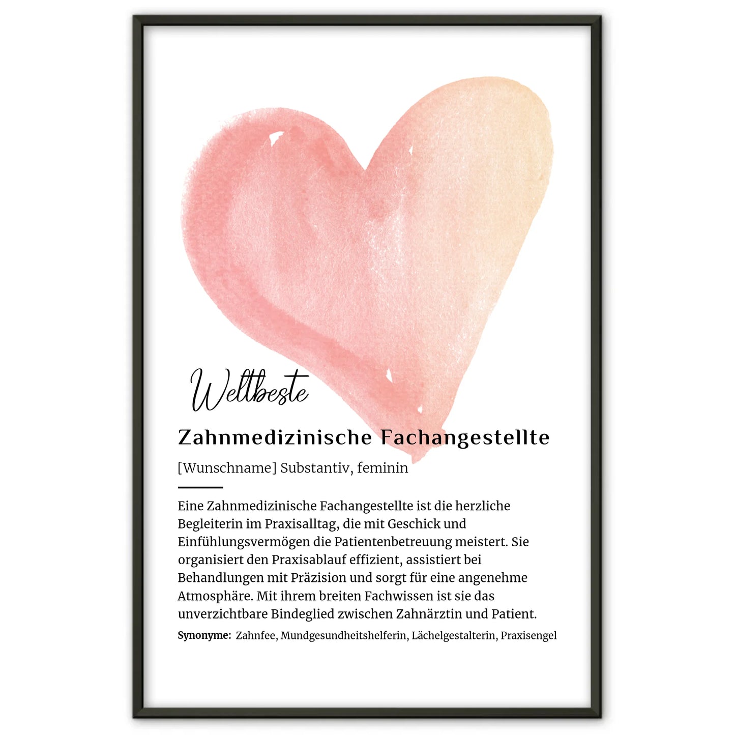 Personalisierte Poster Definition Kosmetikerin mit Namen
