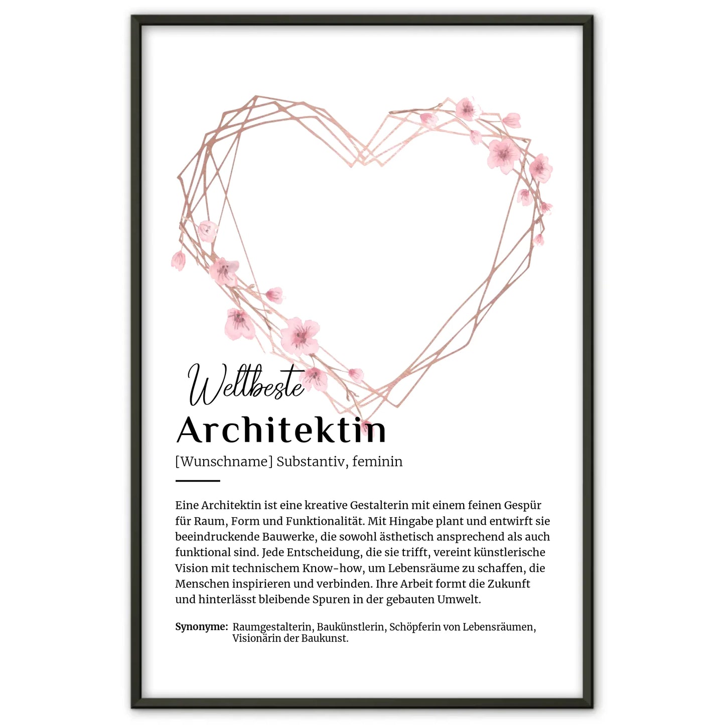 Personalisierte Poster Definition Architektur mit Namen Geschenk
