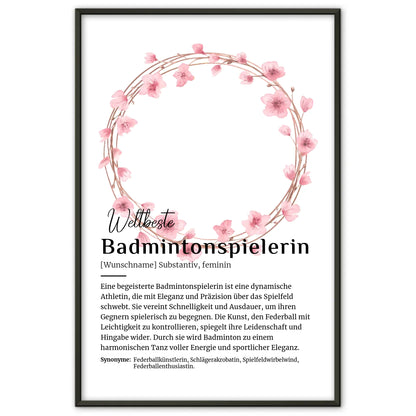 Personalisierte Poster Definition Badmintonspielerin mit Namen