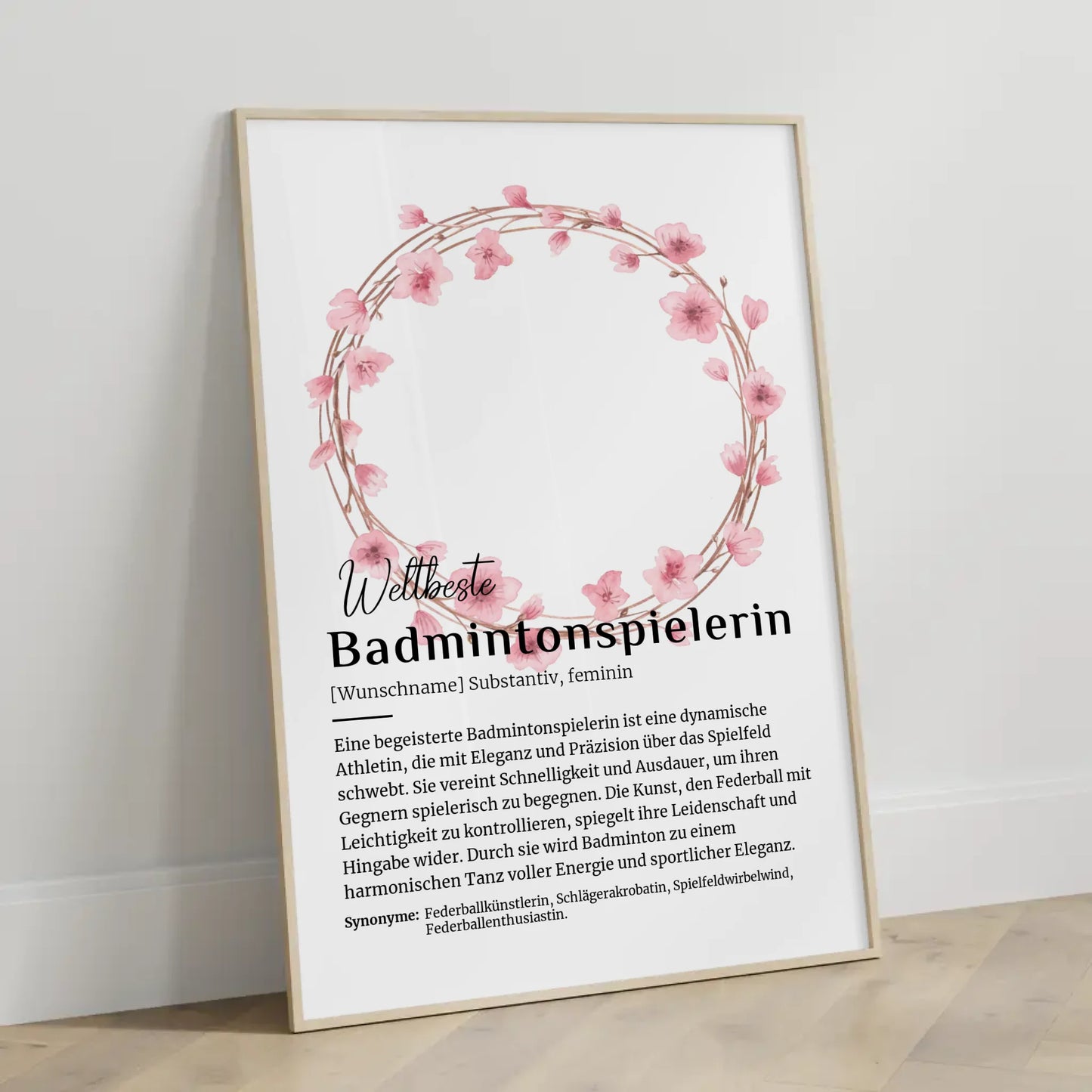 Personalisierte Poster Definition Badmintonspielerin mit Namen