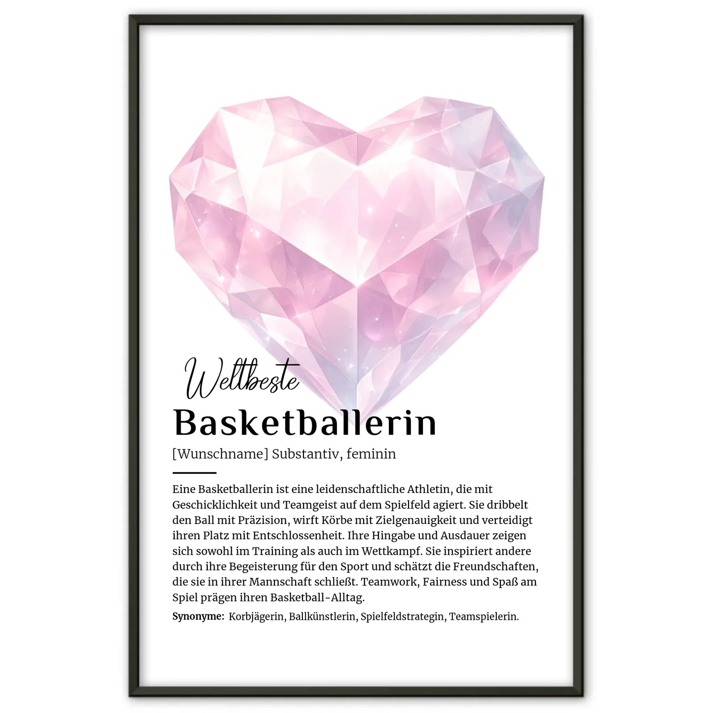 Personalisierte Poster Definition Basketballerin mit Namen Geschenk