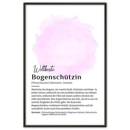 Personalisierte Poster Bogenschützin Geschenk mit Namen