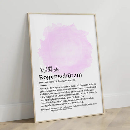Personalisierte Poster Bogenschützin Geschenk mit Namen