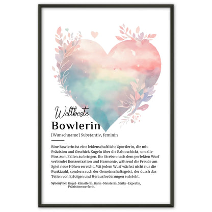 Poster Definition Bowlerin Bowling mit Namen Definitionsposter