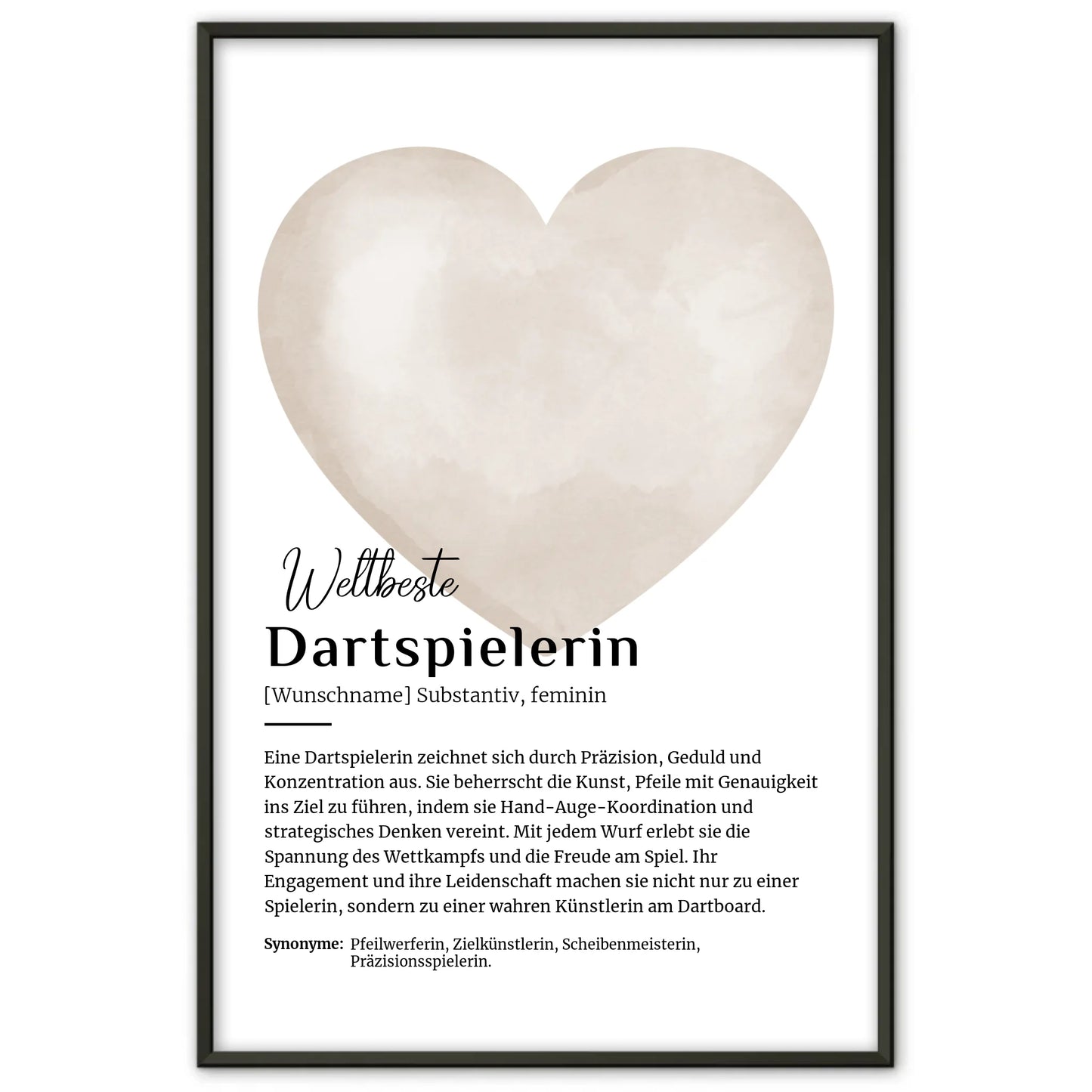 Personalisierte Poster Definition Dartspielerin mit Namen