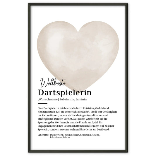 Personalisierte Poster Definition Dartspielerin mit Namen