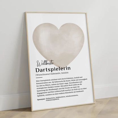 Personalisierte Poster Definition Dartspielerin mit Namen