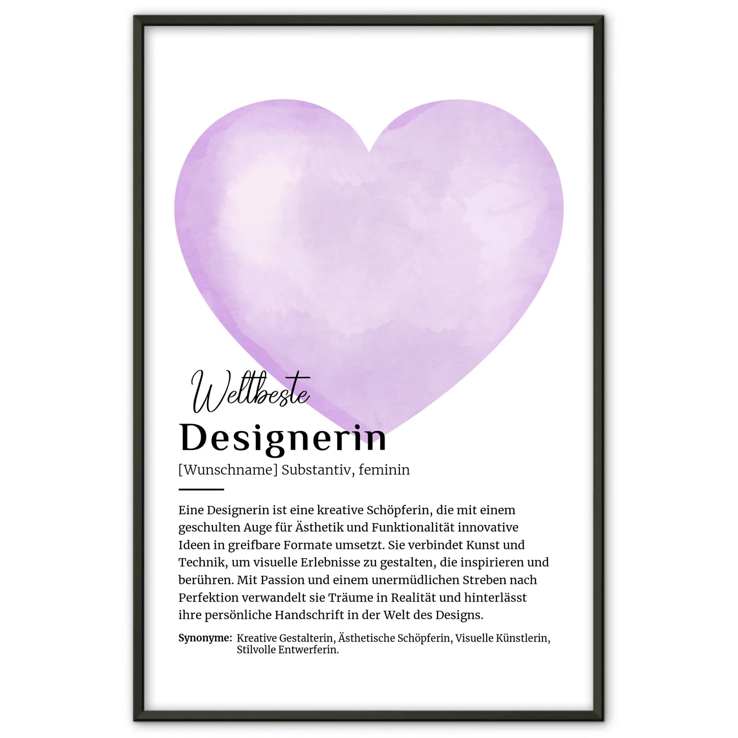 Poster Definition Designerin Design mit Namen Geschenk personalisiert