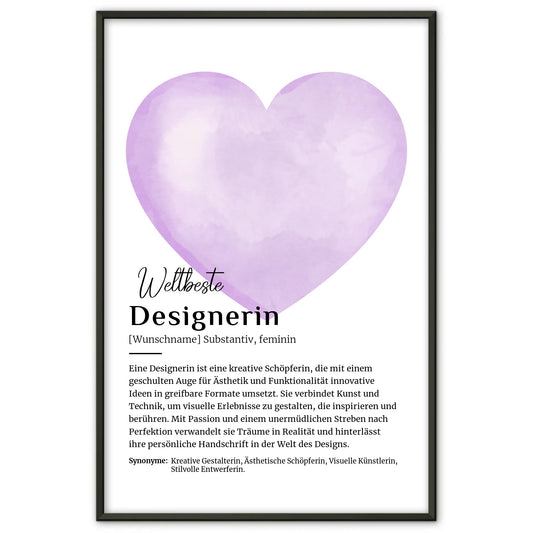 Poster Definition Designerin Design mit Namen Geschenk personalisiert
