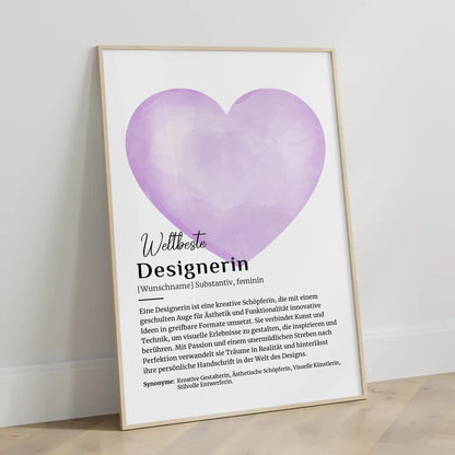 Poster Definition Designerin Design mit Namen Geschenk personalisiert