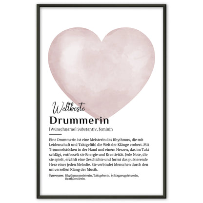 Personalisierbares Poster Definition Drummerin mit Namen