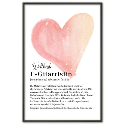 Personalisierte Poster Definition E-Gitarristin mit Namen Geschenk