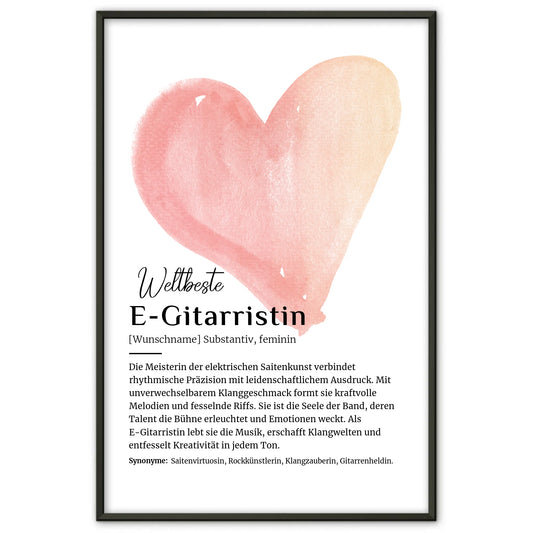 Personalisierte Poster Definition E-Gitarristin mit Namen Geschenk