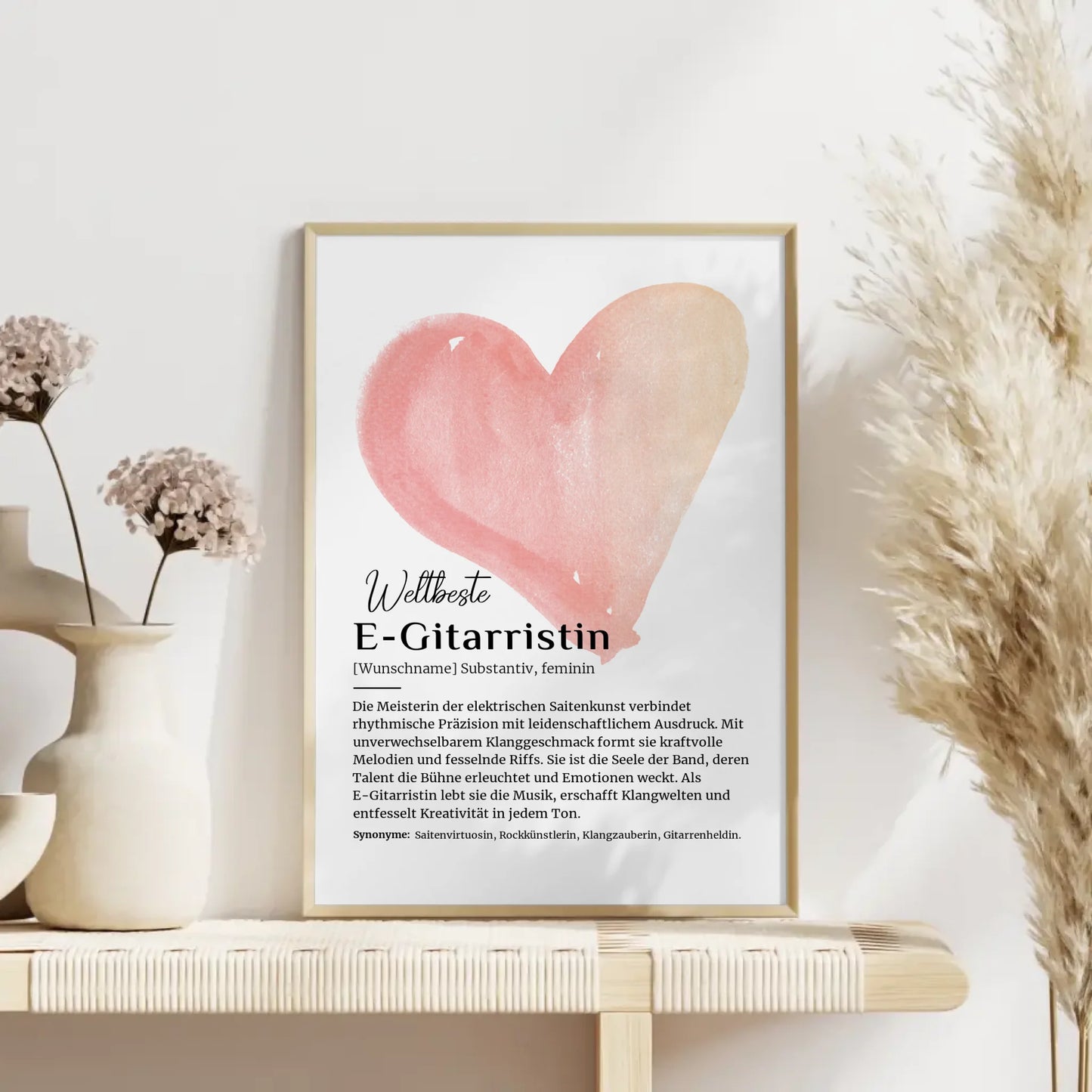 Personalisierte Poster Definition E-Gitarristin mit Namen Geschenk