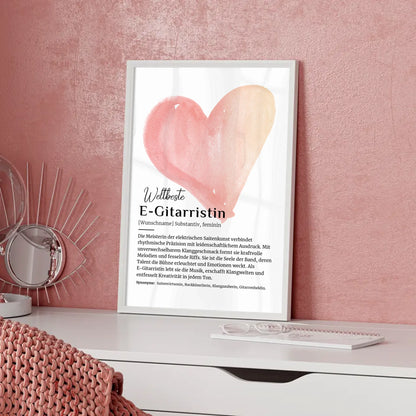 Personalisierte Poster Definition E-Gitarristin mit Namen Geschenk