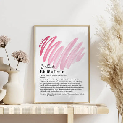 Personalisierbares Poster Definition Eisläuferin mit Namen