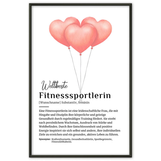 Personalisierte Poster Definition Fitnesssportlerin mit Namen Geschenk