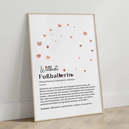 Personalisierte Poster Definition für Fußballerin mit Namen Geschenk