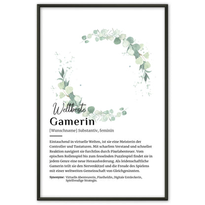 Personalisierte Poster Definition für Gamerin mit Namen