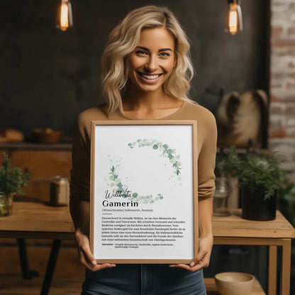 Personalisierte Poster Definition für Gamerin mit Namen