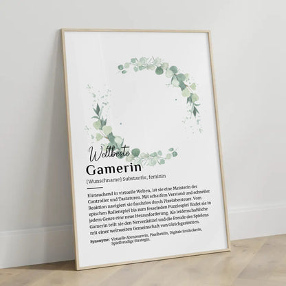 Personalisierte Poster Definition für Gamerin mit Namen