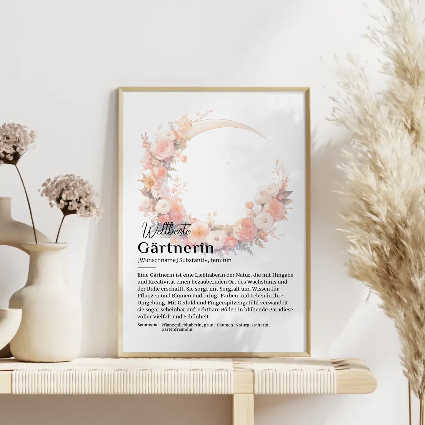 Personalisierte Poster Definition Gärtnerin Gartenarbeit mit Namen Geschenk